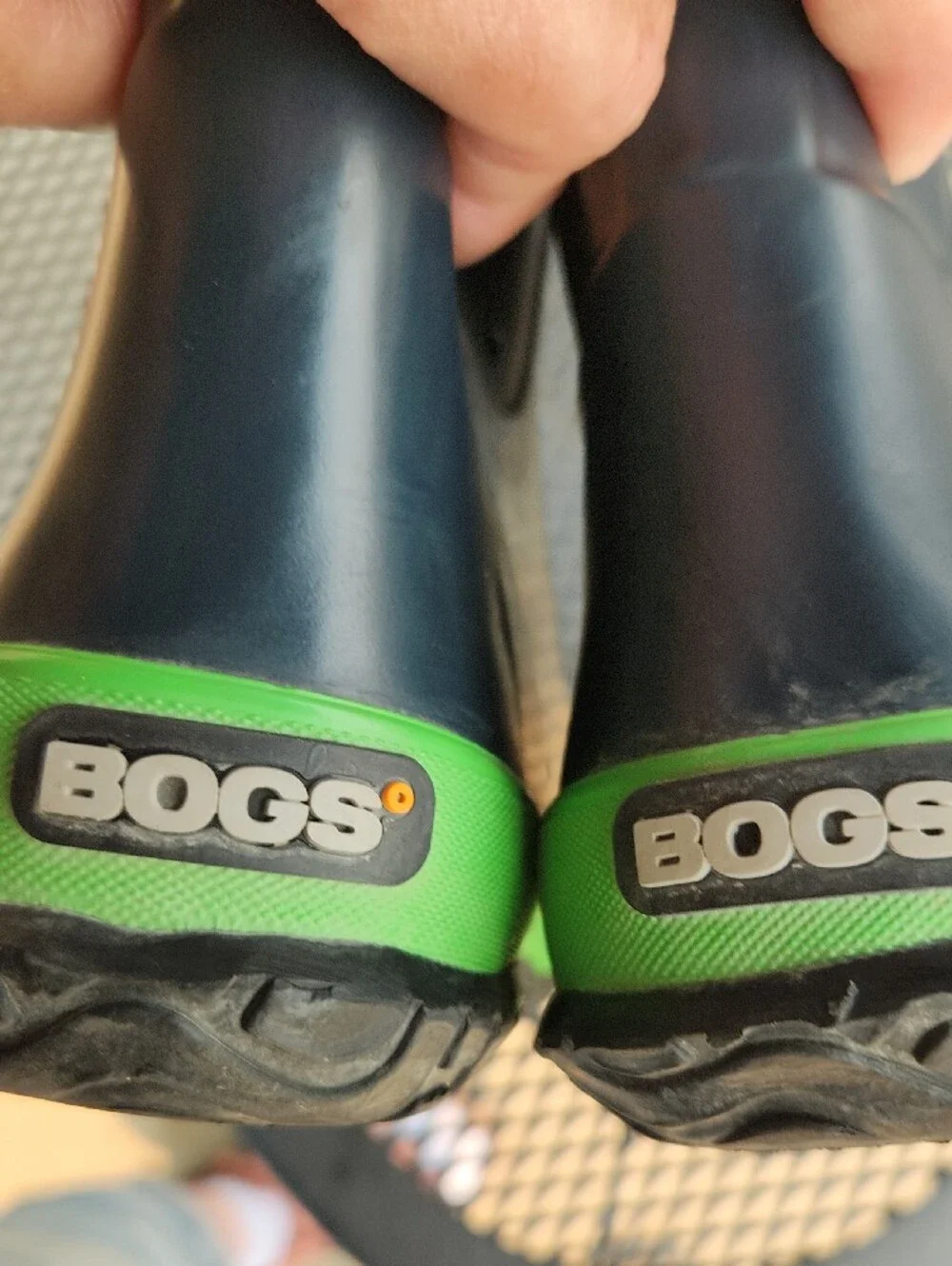 Bogs Navy Rain Boots with Lime Green Trim
